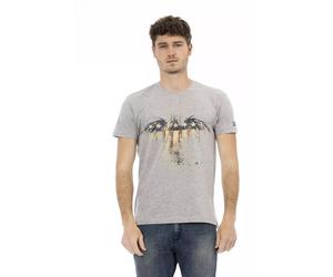 Trussardi - Tee Gris Casual Élevé avec Impression Frontale Unique - Homme - Tops - Gris - Taille: 2XL