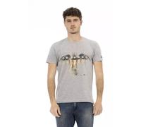 Trussardi - Tee Gris Casual Élevé avec Impression Frontale Unique - Homme - Tops - Gris - Taille: XL