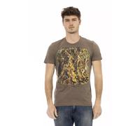 Trussardi - Tee-shirt élégant marron avec impression frontale - Homme - Tops - Brun - Taille: M