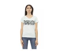 Trussardi - VNeck Short Sleeve TShirt Tr23087 - Femme - Tops - Bleu - Taille: 38 FR