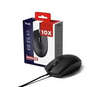 Trust 10 Pièces Basi Souris Filaire, Câble USB de 160 cm, Noir | 3 Boutons, pour Mac PC Ordinateur, Paquet de 10
