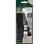 Trust-115298 Pitt Crayons Graphite Monochrome, Set De 4 Crayons Grades 2b, 6b, 10b, 14b, Ultra Mat, Minime Réflexion, Gomme Et Taille-Crayon Inclus, Pour Dessiner, Esquisser, Ombrer