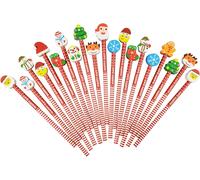 Trust-32 Pièces Cute Crayons De Bois Avec Des Caoutchoucs Pour Dessin Animés Pour Enfants Fêtes Crayons En Bois Arbre De Noël Père Bonhomme De Neige Cadeaux Anniversaire Communion Enfants