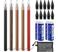 Trust-5 Crayon Infini Stylo Sans Encre, Crayon Papier Eternelle Et 10 Pointes De Rechange, Crayons Sans Encre Et 2 Gommes, Eternel Infini L'écriture Dessin De Bureau À Domicile Fourniture