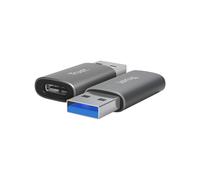 Trust Adaptateur USB Type-A Mâle vers USB Type-C Femelle Gris - ABS, Plug & Play, Dimensions 11x41x8mm, Poids 7g, Pack de 2
