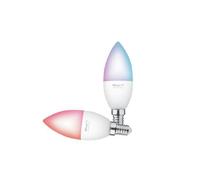 Trust Ampoule LED Connectée E14 Compatible avec Alexa et Google Home, Sans Hub, WiFi 2.4GHz Blanc et Couleur - Lot de 2