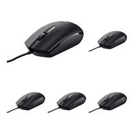 Trust Basi Souris Filaire à 3 Boutons, Câble USB de 160 cm, Mac/PC/Ordinateur - Noir (Lot de 5)