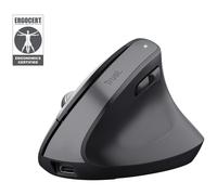 Trust Bayo+ Souris Ergonomique sans Fil Bluetooth + RF 2.4GHz, Prévention Syndrome de la Souris et Epicondylite, 53% de Plastiques Recyclés, Souris Verticale Rechargeable Multi-appareils, Noir