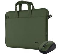 Trust Bologna Sac pour Ordinateur Portable et Souris, Sac Mince pour Ordinateur Portable Jusqu'à 16 Pouces, Souris sans Fil Silencieuse avec Conception Durable, 800-1600 DPI, pour PC - Vert