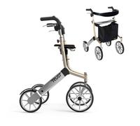 Trust Care Let’s Go Out - Déambulateur 4 roues Pliable Léger, Déambulateur à roues, Freins à main, Sac inclus, Rollator Beige, By Mobio