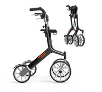 Trust Care Let's Go Out - Déambulateur 4 roues Pliable Leger, Déambulateur à roues, Freins à main, Sac inclus, Rollator Noir, By Mobio