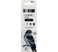 Trust-Ciao Shade Set Dark Cool Gray, 3 Marqueurs Twin Avec Une Pointe Moyenne Et Une Pointe Brush, Y Compris Multiliner Cool Gray 0,5 Mm