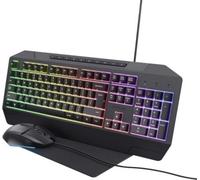 Trust Pack gaming 3 en 1 Duox Clavier AZERTY, souris et tapis Noir