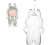 TRUST-Coque de protection avec siège pour jouet en peluche Labubu, sac de présentation en PVC transparent pour poupée Labubu avec sangle et porte-clés, housse en acrylique anti-poussière pour rangeme