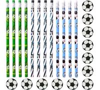 Trust-Crayon Gomme, Gomme Crayon, Gommes, 12 Crayons De Football, 12 Gommes De Football, Gomme Crayon Anniversaire Foot, Ensemble Papeterie Football Pour Enfants, Cadeau Anniversaire Garcon