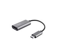 Trust Dalyx Adaptateur USB-C vers HDMI 1.4, Sortie Vidéo 4K UHD (30Hz), HDCP, Boîtier Aluminium, Câble Intégré 0.2m, Gris, Réf: 23774