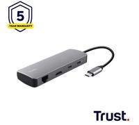 Trust DALYX Adattatore Multiporta 8-in-1 Argento USB-C HDMI LAN Lettore Schede