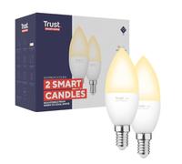 Trust E14 Ampoule Connectée Lampe LED Dimmable Blanc, Lot de 2 | 1800-6500K, 5W, 470 Lumens, Compatible avec Alexa et Google Home, Sans Hub, WiFi 2.4GHz, Lumière Blanche Chaude à Froide