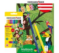 Trust-Eberhard Faber 599048 - Set De Peinture Colori Avec 12 Crayons De Couleur Et Bloc À Dessin Din A4, 75 Feuilles 70 G/M²