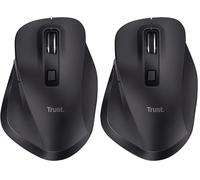 Trust Fyda Souris sans Fil Rechargeable, Conception Durable, 800-2400 DPI, 6 Boutons, 2,4 GHz, Récepteur USB, Souris Ergonomique pour PC, Ordinateur Portable, Macbook, Bureau - Noir (Lot de 2)