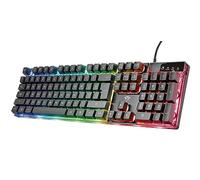 Trust Gaming Azor GXT 835 Clavier de Jeu QWERTY UK, éclairage LED, Mode de Jeu, 12 Touches multimédia, Anti-fantôme, Clavier à Membrane Filaire USB pour PC, Ordinateur, Ordinateur Portable, Noir