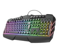 Trust Gaming Clavier de Jeu LED Semi-mécanique GXT 881 Odyss - Clavier Lumineux avec Disposition QWERTZ Allemande, 6 Modes d'éclairage différents, Anti-ghosting, USB Plug & Play, PC/Ordinateur Port