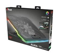 Trust GXT 1126 Aura - Support de Refroidissement PC Portable Gamer - Éclairage LED RGB - Jusqu’à 17,3 pouces