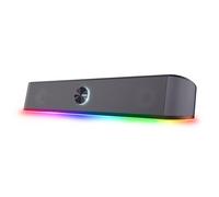 Trust Gaming GXT 1619 Rhox Barre de Son RGB 12W (6W RMS), Enceinte PC Stéréo Alimentation USB, Format Compact, Câble AUX 3.5 mm, Haut Parleur 2.0 pour Ordinateur Portable TV - Gris