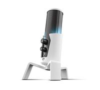 Trust Gaming GXT 258W Fyru Microphone USB Professionnel 4-en-1, Gamer Micro PC LED, 4 Directivités, Micro pour PC, Ordinateur, Podcasts, Vlogs, Youtubeur, Twitch, ASMR, Micro Streaming Gamer, Blanc