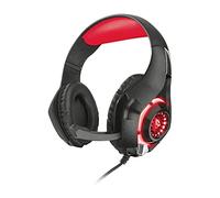 Trust Gaming GXT 313 Nero Casque Gamer USB avec Micro pour PC et Ordinateur Portable, LED Lumineux, USB et Jack 3.5mm - Noir/Rouge