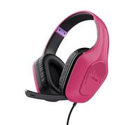 Trust Gaming GXT 418P Rayne Casque Gaming Léger pour PC Xbox PS4 PS5 Switch Mobile, Transducteurs 50 mm, Audio Jack 3.5 mm, Câble de 2 m, Casque Gamer Filaire Over-Ear avec Micro, Rose