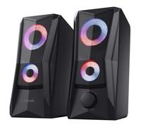 Trust Gaming GXT 606B Javv Enceinte PC Gamer 2.0 avec Éclairage LED RGB, 12W (6W RMS), Alimentation USB, Jack 3,5 mm, Système d'enceintes Compactes, Haut Parleur pour Ordinateur/Portable - Noir