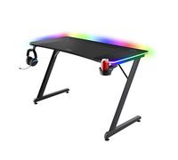 Trust Gaming GXT 710 Luminus Pro Bureau Gaming 120x60 avec LED RGB, Chargeur sans Fil 10 W Intégré, 10 Modes de Couleur, Bureau Gamer avec Porte-Gobelet, Crochet pour Casque - Noir