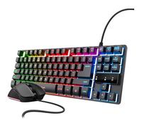 Trust Gaming Gxt 833 Pack Clavier Et Souris Gamer Filaires Azerty Français Clavier Gamer Tkl Compact Avec 69% Plastique Recyclé