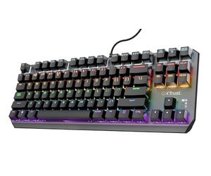 Trust Gaming GXT 834 Callaz Clavier Mécanique TKL, Layout AZERTY, Commutateurs Outemu Mécaniques, Éclairage par Vague Arc-en-Ciel, USB Clavier Gamer pour Windows, Mac, PC, Ordinateur - Noir