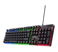 Trust Gaming Gxt 835 Azor Clavier Gamer Filaire Azerty Français, Éclairage Led Arc-En-Ciel, Mode Jeu, 8 Touches Anti-Ghosting, Clavi