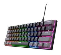 Trust Gaming GXT 867 Acira 60% Clavier Mécanique QWERTY US, Touches à Double Fonction, Éclairage RGB, USB Programmable Mini Clavier de Jeu 60% PC Portable - Noir/Gris