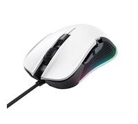 Trust Gaming GXT 922W Ybar Souris de Jeu, 200-7200 PPP, Éclairage RGB, 6 Boutons Programmables, Patins de Glissement, Câble Tressé 2.1 m, USB, pour PC, Portable, Ordinateur, Windows - Blanc