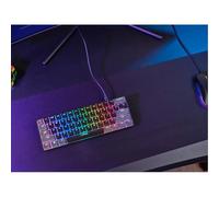 Trust Gaming GXT Acira 867 Clavier mécanique 60 % Clavier britannique Éclairage RVB Touches double fonction Mini clavier de jeu filaire programmable USB 60 % PC portable Gris/noir