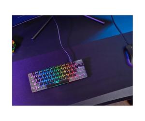 Trust Gaming GXT Acira 867 Clavier mécanique 60 % Clavier britannique Éclairage RVB Touches double fonction Mini clavier de jeu filaire programmable USB 60 % PC portable Gris/noir