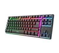 Trust Gaming GXTrust 1831 Dothix Clavier sans Fil TKL 80%, Layout AZERTY Français, Éclairage RGB LED, Clavier Gamer Rechargeable 2.4GHz, Batterie 420 Heures pour Windows, Mac, PC, Ordinateur, Noir
