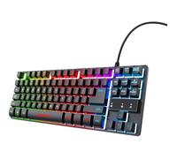 Trust Gaming Keyboard TKL RGB GXT 833 Thado Compact Wired Keyboard (20% Smaller), Multi-coloured LED Lighting, Frenc GAMING MUSICAL