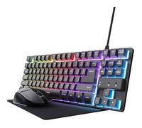 Trust GXT 1794 AZERTY FR Gaming Keyboard Set with Mouse and Mat 3-in-1 LED Pack Rechargeable Wireless Mouse for G COFFRET PLAISIR