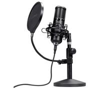 GXTrust 269 Emita II Microphone avec Bureau Support Réglable, Filtre Anti-Pop et Anti-Vent, Gamer USB Micro avec Directivité Cardioïde pour PC, PS4, PS5, Podcast, Youtube, ASMR, Streaming, Noir