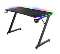 Trust Gaming GXT 710 Luminus Pro Bureau Gaming 120x60 avec LED RGB, Chargeur sans Fil 10 W Intégré, 10 Modes de Couleur, Bureau Gamer avec Porte-Gobelet, Crochet pour Casque - Noir
