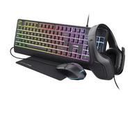 Trust GXT 792 QUADROX Pack clavier souris Gaming USB Français Noir