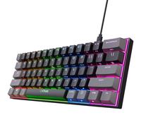 Trust GXT 867 Acira, Câble, USB, Interrupteur mécanique, QWERTY, LED RVB, Noir, Gris