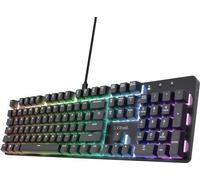 Trust GXT 871 Zora Clavier mécanique, disposition allemande QWERTZ avec éclairage RVB, commutateurs linéaires Huano, N-Key Rollover anti-ghosting, clavier de jeu programmable USB pour PC, ordinateur