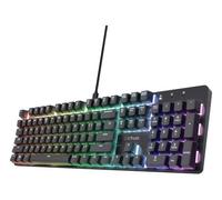Trust GXT 871 Zora Clavier Mécanique QWERTY US avec Éclairage RGB, Linéaire Huano Switches, Logiciel Inclus, Anti-Ghosting N-Key Rollover USB Programmable Gaming Keyboard PC Portable