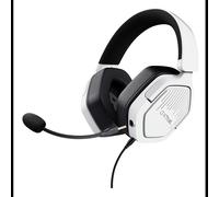 Trust GXT492W Carus Casque Gaming Circum-Aural Filaire Blanc, Transducteurs 50mm, Microphone Amovible, Connecteur 3.5mm, 20-20000Hz, 105dB, Câble 1.2m + Extension 1m
